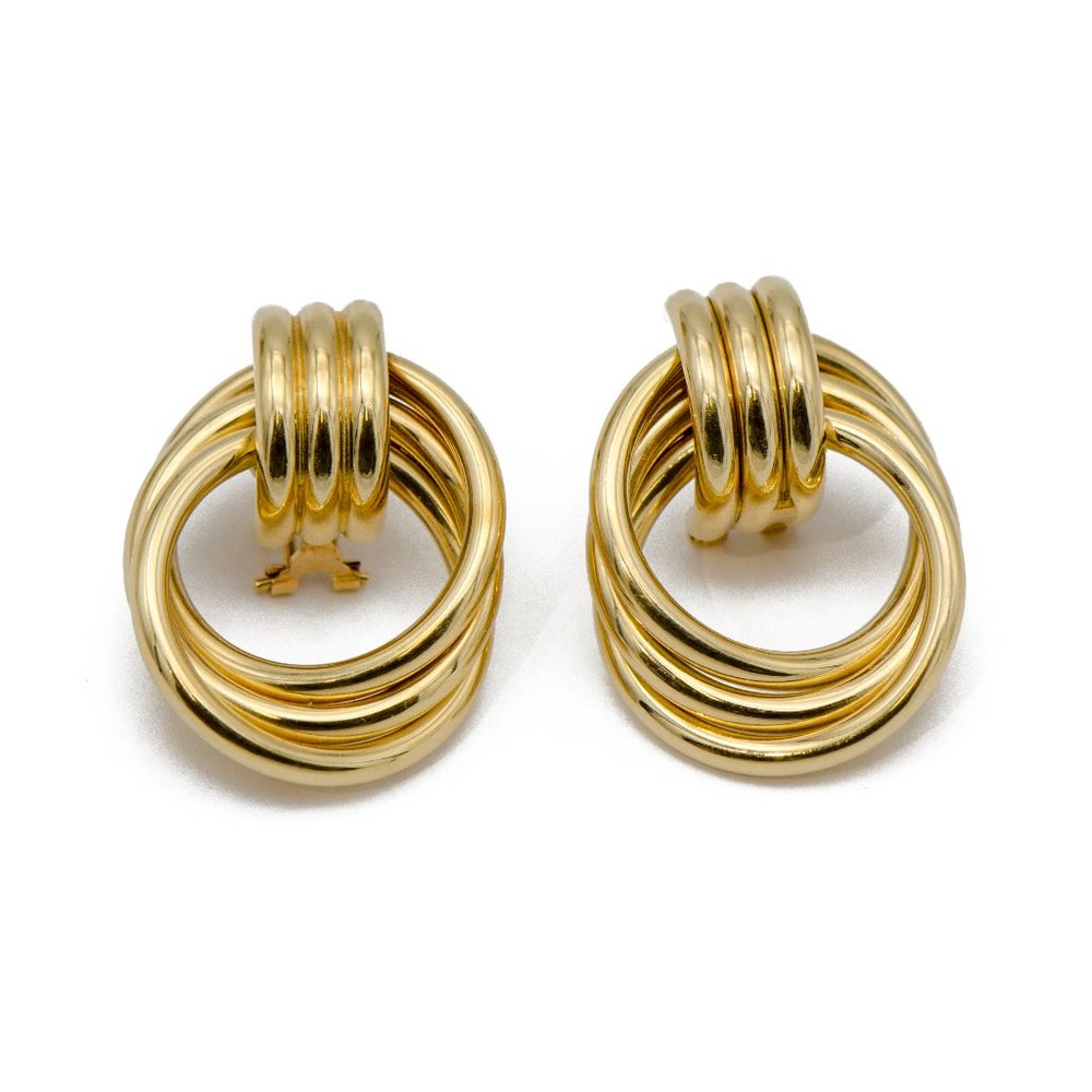 14k Yellow Gold Triple Hoop Earrings